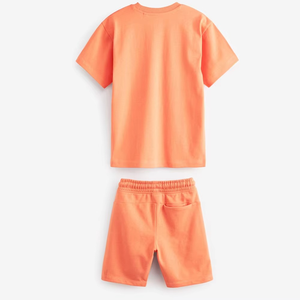 Ensemble t-shirt et short à manches courtes coupe ajustée à la mode pour hommes vente en ligne nouveau design grande taille motif respirant et solide - Product Image 2