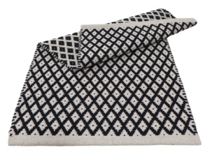 Sur Mesure Moderne Géométrique Diamant Motif Réversible Épais Tissé À La Main Noir Ivoire Coton Tapis Vivre Maison Voyage Camping - Product Image 6