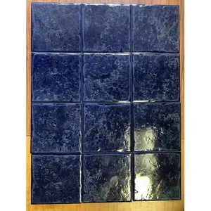 กระเบื้องพอร์ซเลนสีฟ้าเคลือบจากอิตาลีจำนวน12ชิ้น6î ดินเหนียวดัดแปลง16î สี่เหลี่ยมสำหรับใช้ภายในสระน้ำเคลือบเงาสำหรับผนังพื้น - Product Image 1