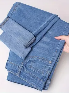 กางเกงผ้าเดนิมผ้ายีนส์เข้ารูปพอดีตัวผ้ายีนส์ยืดสวมใส่สบายสำหรับสวมใส่ในชีวิตประจำวันกางเกงบานออกระบายอากาศได้ดีเทคนิคซักได้สำหรับฤดูใบไม้ผลิฤดูหนาว - Product Image 3