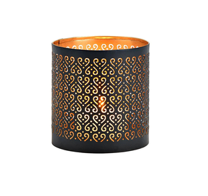 Customizable artistic iron votive <b>t</b> <b>light</b> holder with geometric pattern and antique coating made for stylish interior decor - Product Image 3