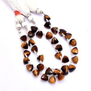 AAA + Oeil de Tigre Gemme 8mm Facettes Trillion Briolette Perles Naturel Jaune Oeil de Tigre Perles de Pierres Précieuses Semi Précieuses Pour Bijoux - Product Image 6