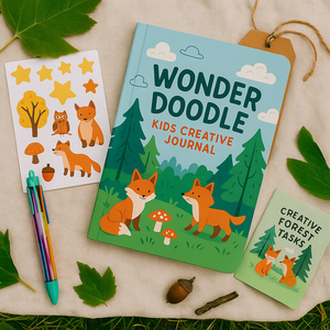 LABON Wonder Doodle A5 Journal créatif pour enfants avec couverture forêt renard mignon pour le dessin et l'écriture. - Product Image 4