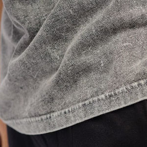 เสื้อยืดผู้ชายฟอกสีกรดผ้าฝ้าย100% ออกแบบโลโก้ได้ตามต้องการเสื้อผ้าแนวสตรีทฮิปฮอปสไตล์วินเทจทรงหลวมแบบถัก - Product Image 6