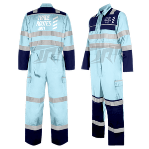 Ensemble de vêtements de travail de sécurité personnalisés, bandes réfléchissantes, chemise à boutons haute visibilité, imperméable, ANSI Classe 1, EN ISO Classe 1, salopette en polyester - Product Image 2