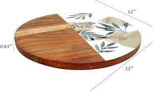 Tablas de cortar de madera con estampado de resina para decoración del hogar para cocina con ranuras, tabla de cortar de madera grande hecha a mano para charcutería - Product Image 3