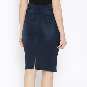 Faldas vaqueras de calidad superior a la moda para mujer, Faldas vaqueras de mujer con lavado ácido personalizadas - Product Image 4