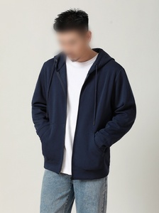 Hommes 100% Coton Lourd Fermeture Éclair À Capuche Ensemble Tricoté Solide Motif Doublé Design Stand Utilitaire Poches Lavé Style-ODM - Product Image 4