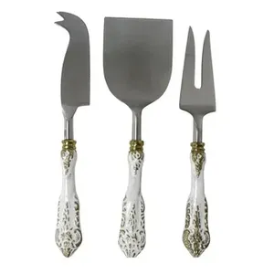 Ensemble de couverts de trancheuse à fromage en acier inoxydable de qualité supérieure de 3 poignées noires parfaites pour les accessoires de couverts de salle à manger d'hôtel - Product Image 2