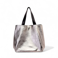 Sac fourre-tout ouvert de luxe en métal couleur unie, grande capacité, élégant et brillant, pour femme, idéal pour le shopping, portable, pour le quotidien et les voyages