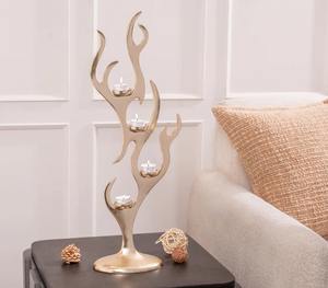 Soporte de patrón de llama de luz en T hecho a mano con acabado dorado perfecto para la decoración elegante del dormitorio y el comedor - Product Image 5