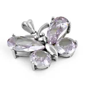 Colgante de Piedra Preciosa en Forma de Lágrima Plateada para Mujer, Joyería Religiosa de Oro Blanco con Baño de Rodio, Estilo Encanto - Product Image 2