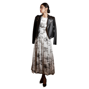 Trendy 2024 <b>Dress</b> for Women Back Zipper <b>Maxi</b> Keana Circular <b>Dress</b> 100% <b>Silk</b> Winter Clothes for Women Whiteant Vietnam Wholesale - Product Image 1