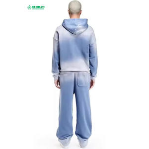 BEHRAM INTERNATIONAL Men's Gradient Color Hooded Tracksuit <b>Full</b> <b>Zip</b> <b>Sweatshirt</b> and Pants Set Casual Loose Fit Autumn Wear - Product Image 5