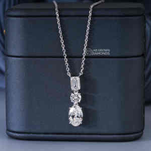 Exquisito Colgante de Diamantes Cultivados en Laboratorio en Oro Blanco de 14K con Múltiples Formas, Joyería de Lujo para Mujer, Color EF, Esmeralda Ovalada Redonda, 2.63g - Product Image 4