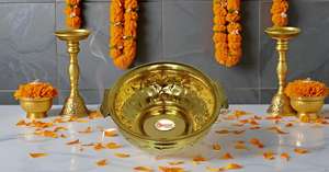 กระถางและชามลายดอกไม้ทองเหลือง urli งานทำมือแบบดั้งเดิมขนาด6นิ้วสำหรับงานแต่งงานของตกแต่งบ้านโต๊ะของใช้บนโต๊ะโดยศิลปิน - Product Image 5