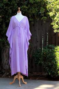 Tie Dyed Boho Vintage Straight 100% Cotton Natural Waist Breathable Eco-Friendly <b>Kaftan</b> <b>Dress</b> for <b>Women</b> Floor-Length Beachwear - Product Image 4