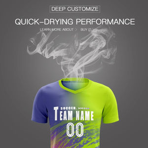 ชุดฟุตบอลแบบสั่งทำขายส่ง ระบายอากาศ แห้งเร็ว เสื้อและกางเกงขาสั้น ชุดยูนิฟอร์มฟุตบอลชาย รับผลิตแบบ OEM ODM - Product Image 6