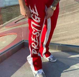 Pantalons de survêtement évasés en toile 100% coton, très vendus |   Pantalons de survêtement empilés pour hommes, jogging, impression personnalisée en relief, poids lourd, haute qualité - Product Image 4