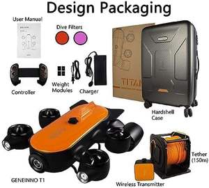 Robot Submarino Profesional TTetherX Titan ROV AUV de 150M con Cámara 4K UHD, Control Remoto, Detección Submarina -T1 150m - Product Image 2