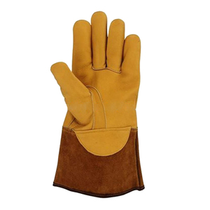 Gants de soudage TIG en cuir de vachette, type gauntlet, pour extérieur, respirants, écologiques, résistants à la chaleur, pour la sécurité industrielle - Product Image 1