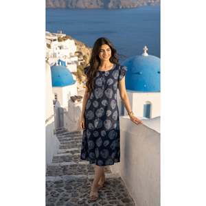 Evolove X Venus Women's Premium 100% Cotton Round Neck <b>Long</b> Sleeve Short <b>Nighty</b>-Soft Breathable Lightweight Printed - Product Image 5