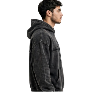 Sudadera con Capucha Negra Vintage Oversize para Hombre con Gráfico de Alambre de Púas, Estilo Urbano, para Uso Casual, OEM - Product Image 3