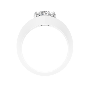 แหวนหมั้นเพชรโมอิสซาไนต์ทรงลูกแพร์ 2.06 กะรัต ตัวเรือนทองคำขาว 14K แท้ 3 ขา ประดับเพชร VVS เครื่องประดับงานแต่งงาน - Product Image 4