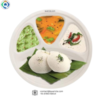 Assiettes en bagasse de canne à sucre personnalisées de 12 pouces, 3 compartiments, écologiques, biodégradables, compostables, robustes, pour mariage, vente en gros