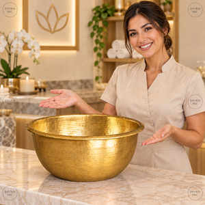 Bol à pédicure en cuivre doré Divris, produit artisanal, idéal pour les salons de manucure - Product Image 5