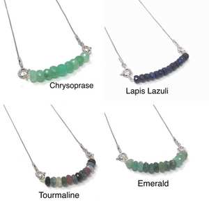 Collier de perles de pierres précieuses naturelles avec chaîne Collier de bijoux de pierre de naissance Bijoux en argent 925 Bijoux de guérison Cadeaux pour elle Cadeau d'amour - Product Image 4