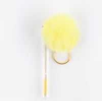 Tube de brosses réutilisables pour nettoyage des cils, baguettes mascara, boule en fausse fourrure, porte-clés, outil et accessoires
