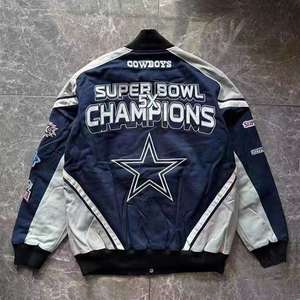 Veste pour homme, veste universitaire, logo brodé personnalisé OEM, veste universitaire en laine pour homme avec manches en cuir, style baseball - Product Image 5