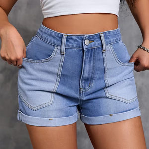 Nouveauté 2025 Shorts en jean pour femmes, style streetwear tendance, respirant, décontracté, couleur bleue, short en jean pour femmes - Product Image 3
