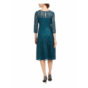 SL Fashions Abito da donna verde a trapezio con paillettes e pizzo, taglia 10 - Vita naturale - Product Image 2