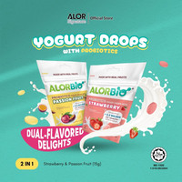 ALORBIO Yogurt Drops Combo Pack Probiotique Solide 5,5 Milliards d'UFC par Sachet Saveur Fruitée Sans Sucre Pastilles à la Menthe