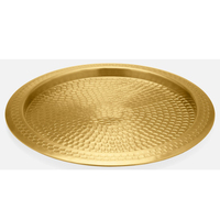 Gravure Vintage Beau Design Doré Décoratif Laiton Ovale Plateau de Service en Métal pour Hôtels