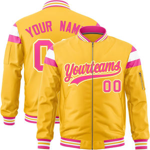 Blouson d'aviateur universitaire personnalisé avec fermeture éclair en satin à rayures contrastées veste de sport universitaire OEM ODM pour hommes livraison directe - Product Image 4