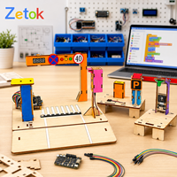 Kit de construction de modèle de transport intelligent Zetok DIY avec blocs en bois programmables, jouet éducatif STEM de 16 leçons pour les enfants de 8 ans et plus