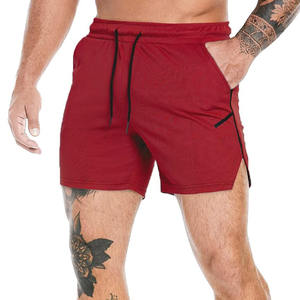 Pantalones cortos de hombre personalizados OEM para gimnasio, entrenamiento físico, correr, deportes, cordón con cremallera, bolsillos, pantalones cortos holgados de rizo para hombre - Product Image 1