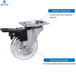 1,5 2 2,5 3 4 Zoll transparente PU-Räder Schwenkbarer Gewindes tiel mit Total Brake Bürostuhl <span class=keywords><strong>Castor</strong></span> Silent Furniture Caster Wheel - Product Image 5