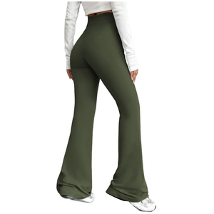 Pantalones de chándal acampanados de cintura alta de calidad superior para mujer Pantalones de algodón de pierna ancha al por mayor para estilo frontal plano de invierno - Product Image 2