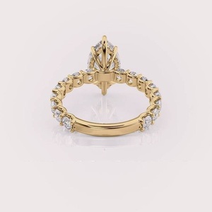 Bague de fiançailles et de mariage en diamant de laboratoire taille marquise certifié IGI, or rose/blanc et jaune 9 carats - Product Image 4
