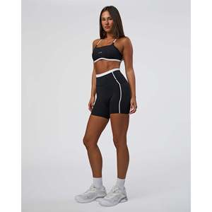 Liberate Contrast High-Rise 6-Inch <b>Shorts</b> with Pockets for <b>Women</b>-Black <b>White</b> - Product Image 5