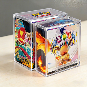 Étui de présentation en acrylique transparent épaissi personnalisé en usine pour cartes Pokémon Booster, étui en acrylique TCG Pokémon avec couvercle magnétique - Product Image 2