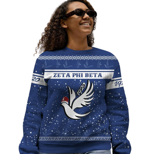 ZPhiB 1920 Zeta Phi Beta azul blanco suéter hermandad de punto Chenille letras vida griega Divine Nine ropa Premium - Product Image 4