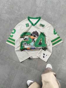 Camiseta Deportiva de Fútbol Americano para Hombre, Verde, con Estampado de Pato de Dibujos Animados, Cuello en V, Malla Transpirable, Protección UV, para Adultos, Proveedor 2025 - Product Image 6