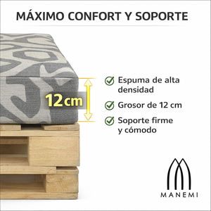 Juego de 4 Cojines Duraderos de Tela para Pallets de Exterior, 120x80 + 120x50 cm, para Sofá de Jardín, 12 cm de Grosor, con Funda Extraíble - Product Image 5