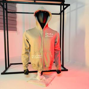 Sweat-shirts pour hommes de haute qualité avec impression sérigraphique, effet vieilli, strass, streetwear, surdimensionnés, fermeture éclair, respirants - Product Image 2