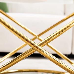 Mesa de Centro Redonda Moderna y Ecológica con Tapa de Cristal Cromado Dorado, Diseño Nuevo Directo de Fábrica, Muebles de Sala de Estar en Venta - Product Image 5
